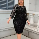 Dames Galajurk Kant Met Pailletten Elegante Mini Jurk