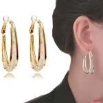 Ovale Glimmende Hoepel Oorbellen