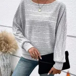 Dames Trui Gestreept Losse Pasvorm Katoenmix