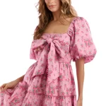 Vrouwen Maxi Jurk Met Bloemenprint Voorzijde Strikdetail