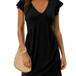 Vrouwen Mini Jurk V-Hals Ruffles Mouwloos