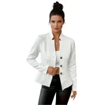 Zwarte Blazer Dames Elegant Textuur Rayon Polyester Spandex
