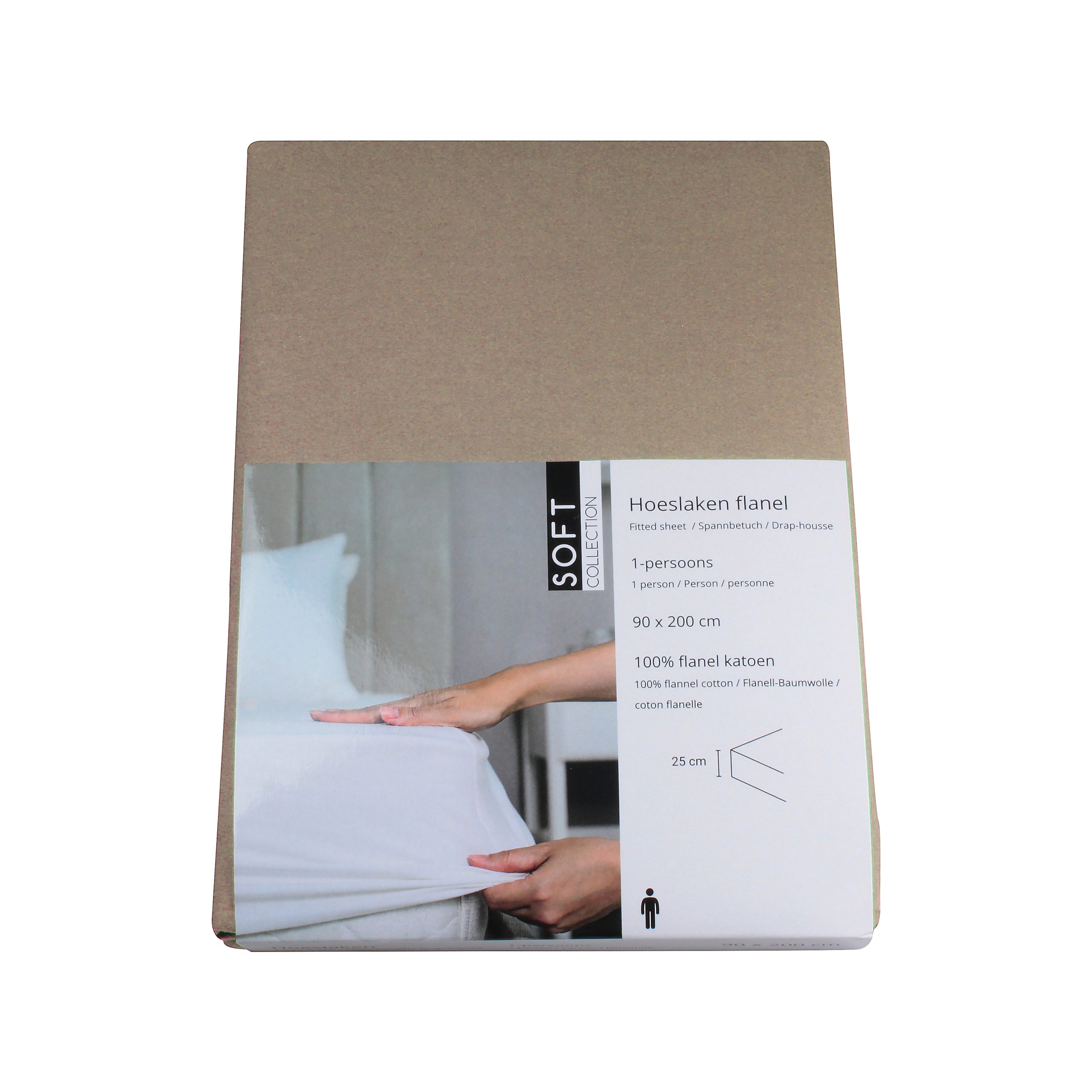 Hoeslaken flanel – 100% katoen – 180×200 – beige - Afbeelding 5