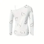 Dames T-Shirt Speelse Hartprint Katoen Casual Tops