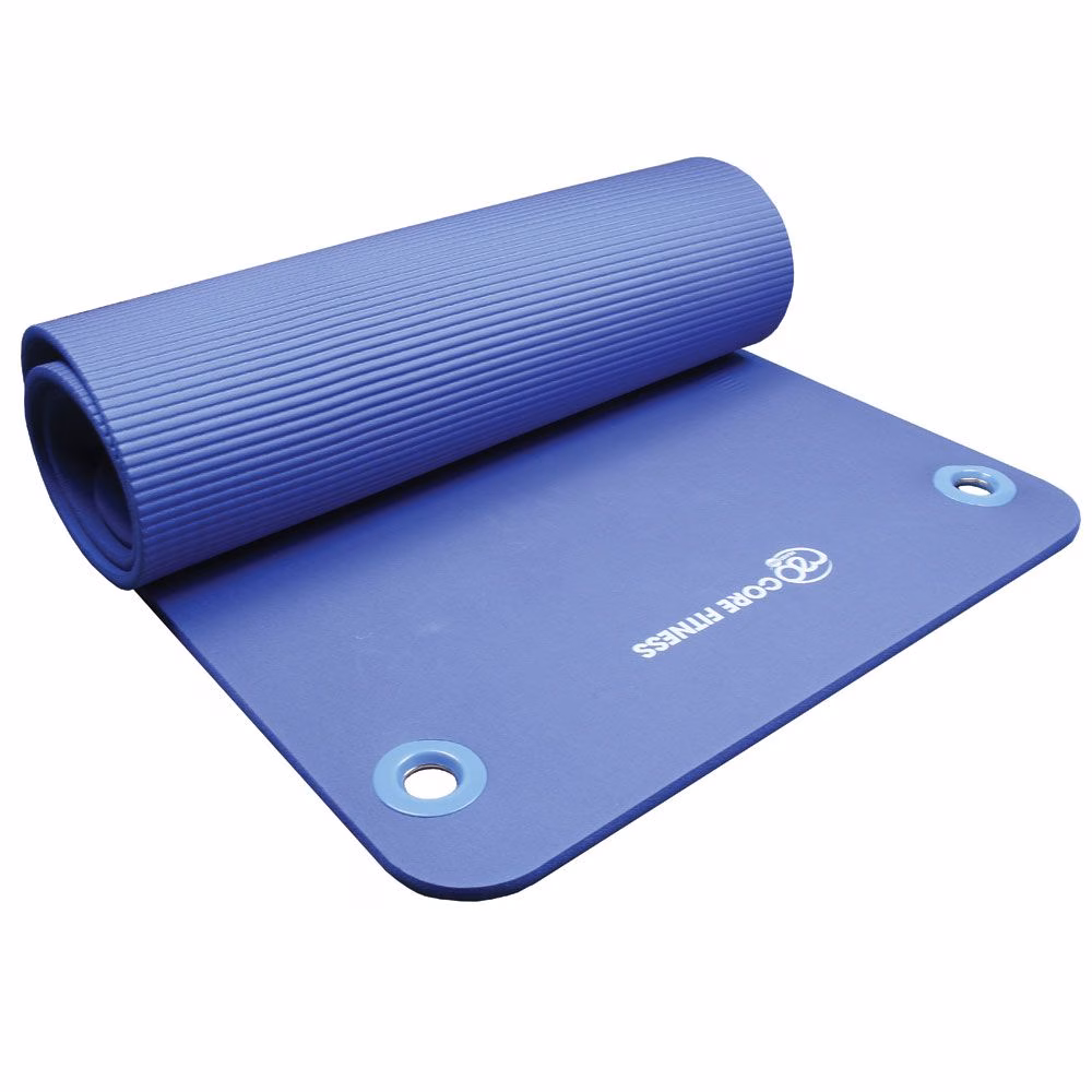 Core Sportmat met oogjes – 10 mm – Blauw – Yoga & Pilates