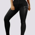 Rits Contrast PU Skinny Broek
